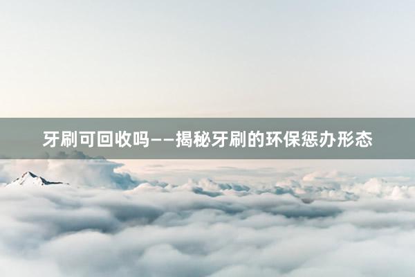牙刷可回收吗——揭秘牙刷的环保惩办形态