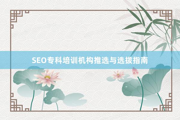 SEO专科培训机构推选与选拔指南